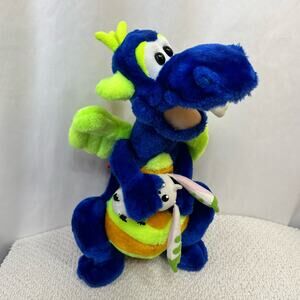 Toy Network Magic Dragon Plush Blue Green Stuffed Animal Toy Modified 18"